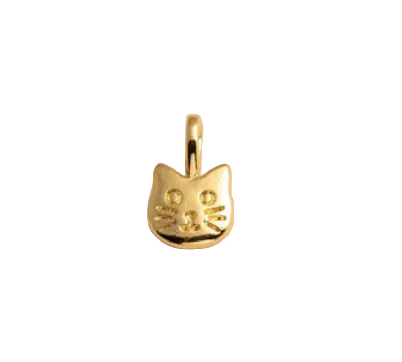 Small gold cat face Charm
