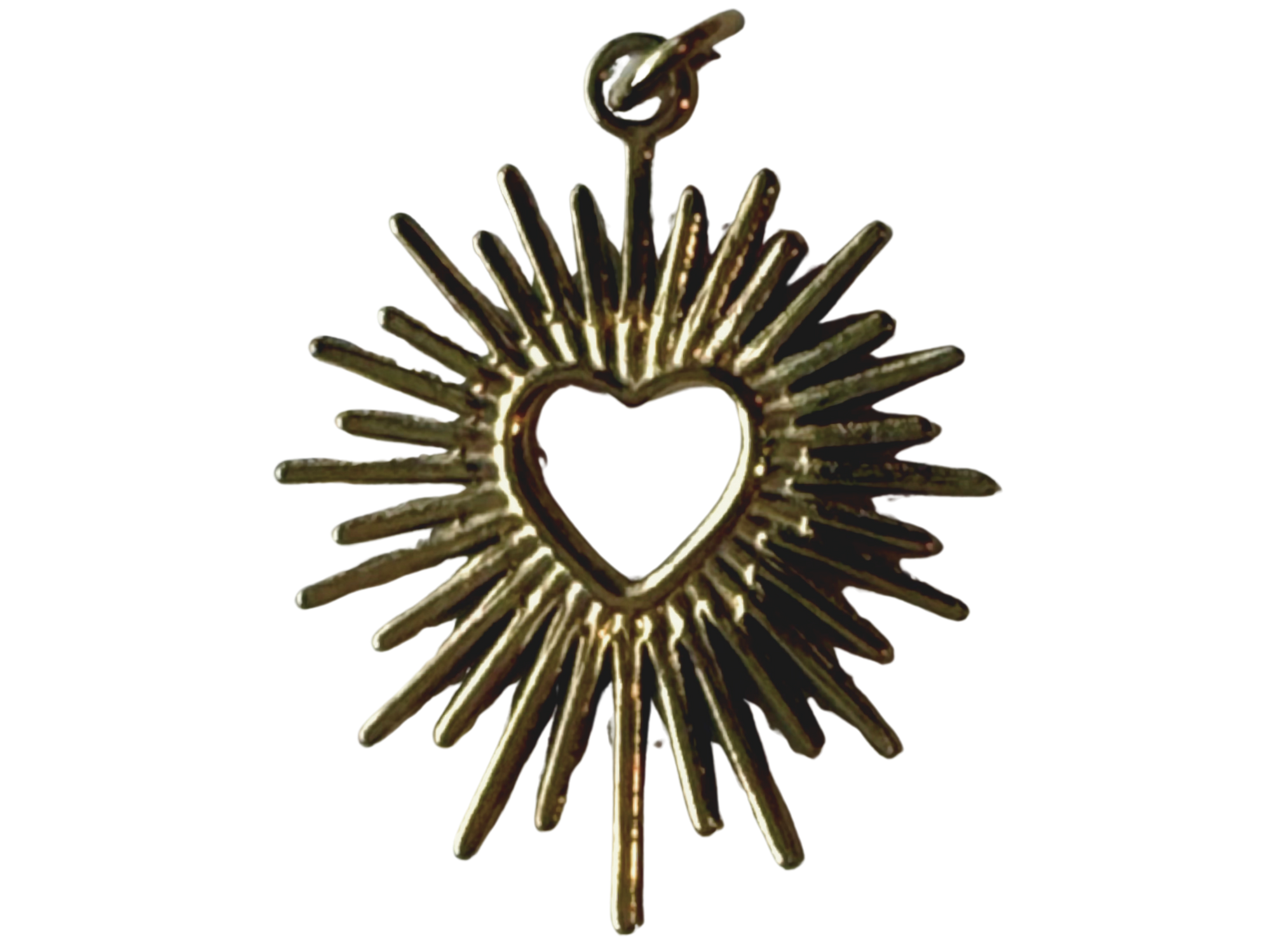 PVD Good Plated Stainless Steel Sunburst Heart Charm