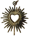 PVD Good Plated Stainless Steel Sunburst Heart Charm
