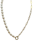PVD STAINLESS STEEL FRESH WATER PEARL NECKLACE