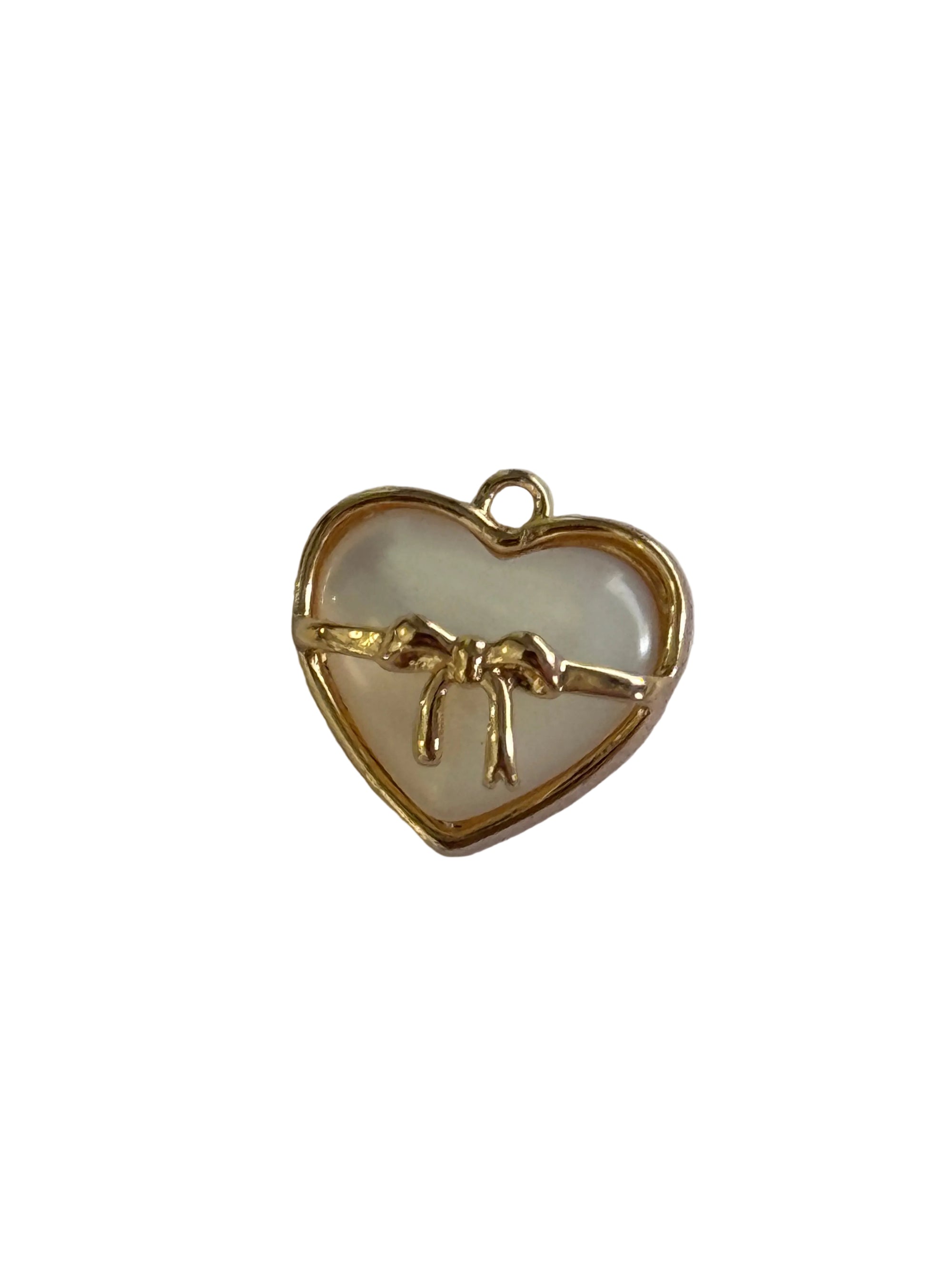Mother of Pearl Ribbon Heart charm