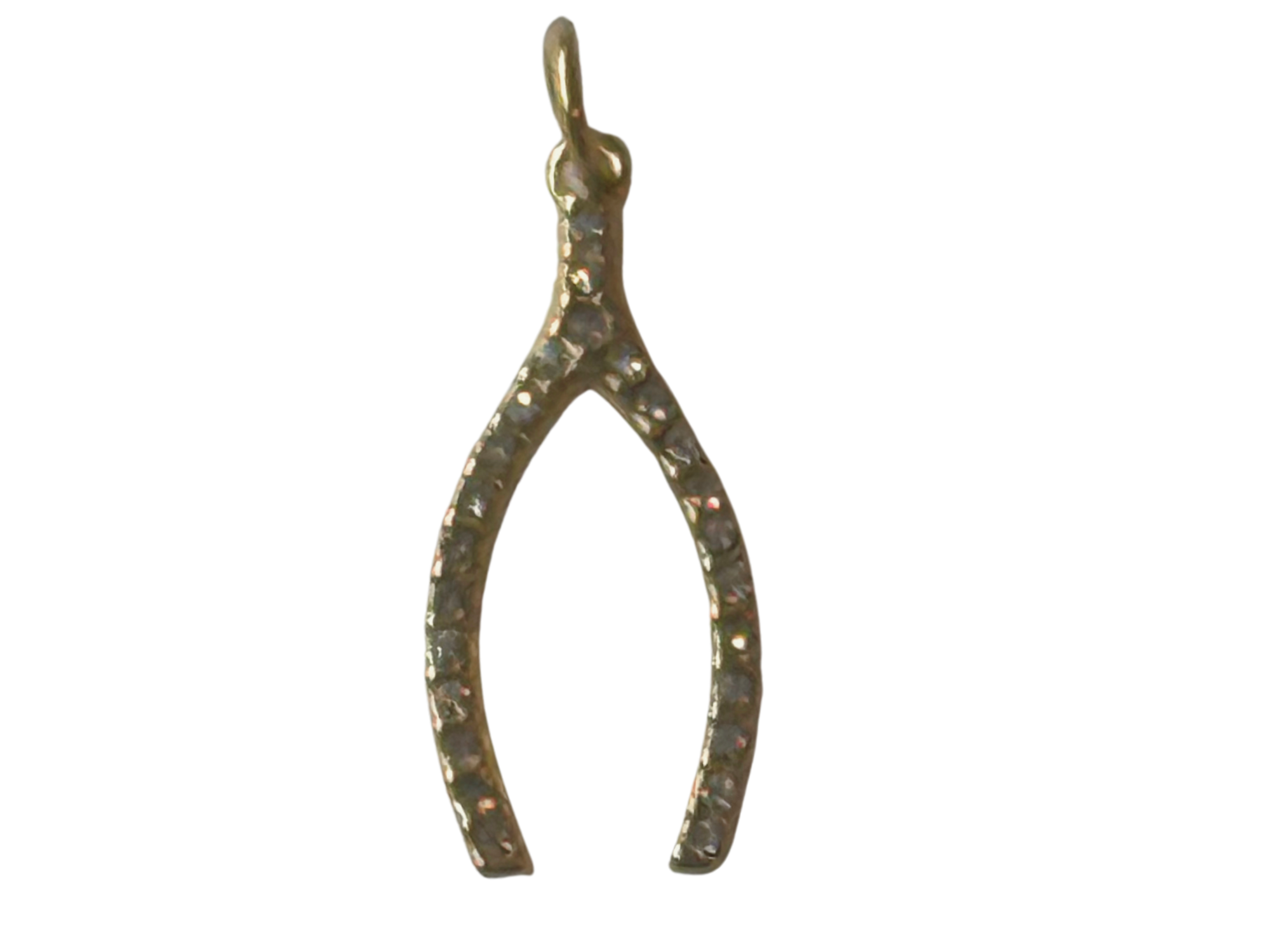 PVD Good Plated Stainless Steel Diamond Wishbone Charm