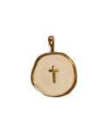 White Circle Cross charm