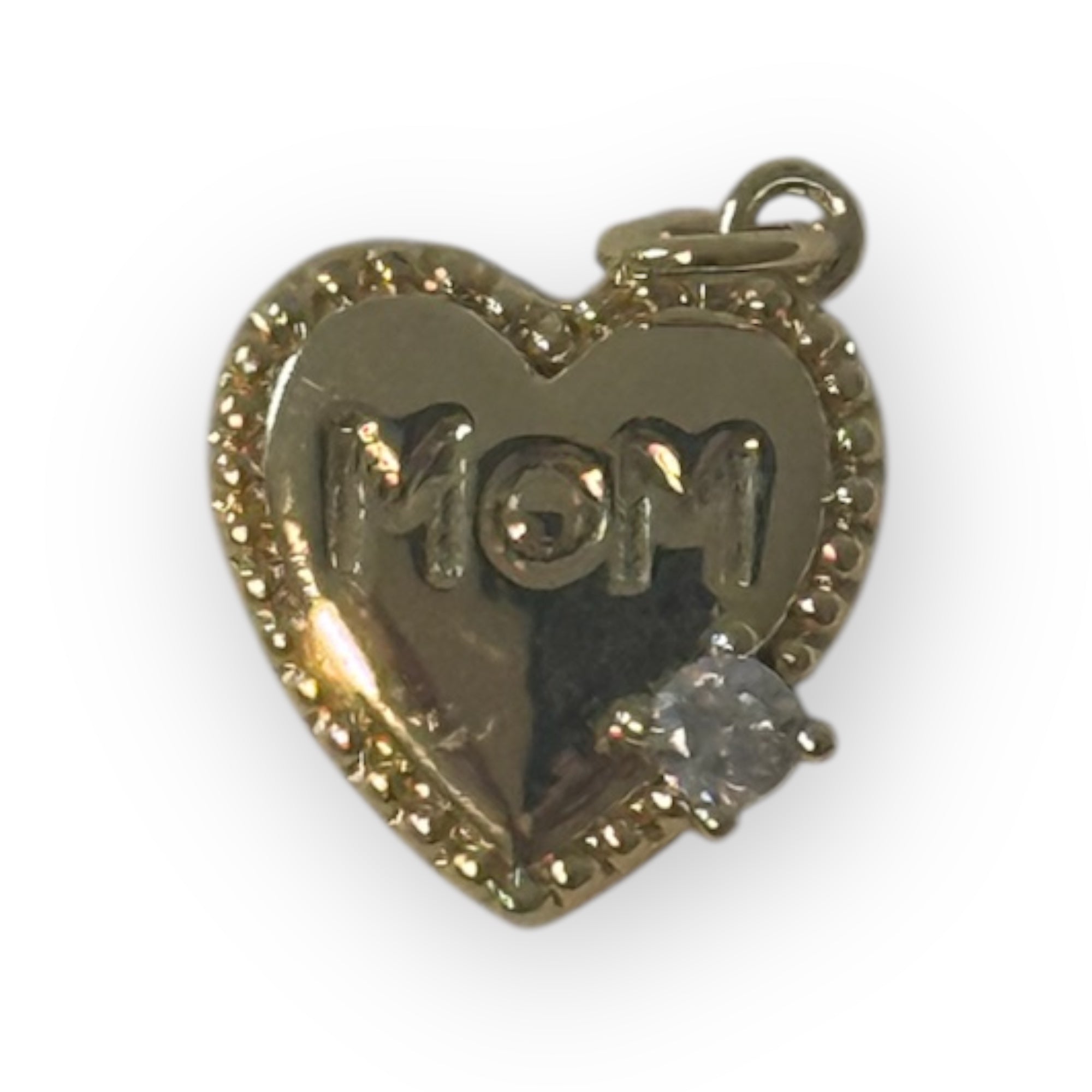 Mom Heart with Diamond Charm