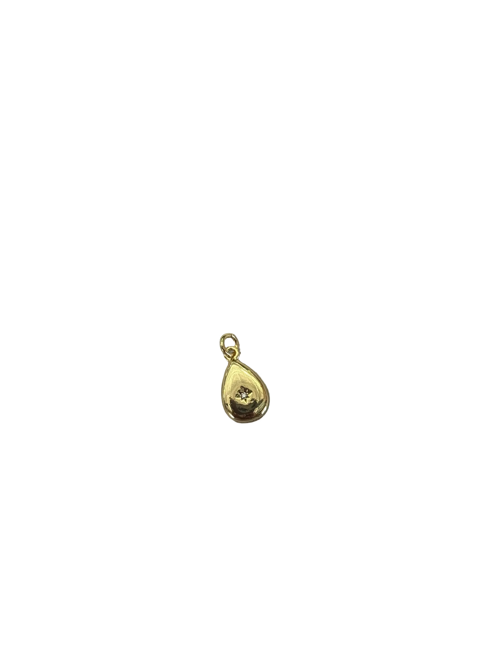Gold Tear Drop Gem Charm