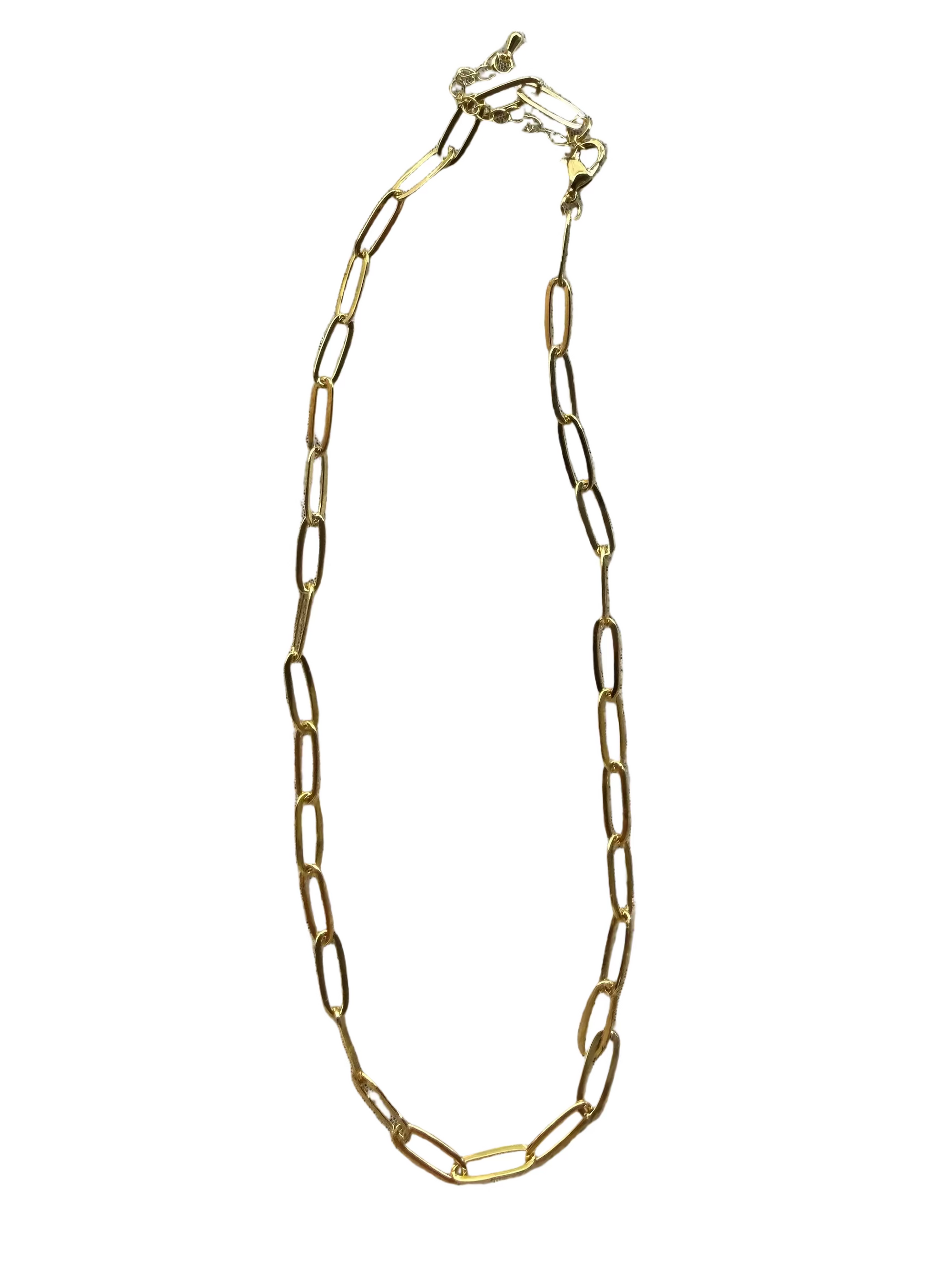 Large thin link paperclip necklace