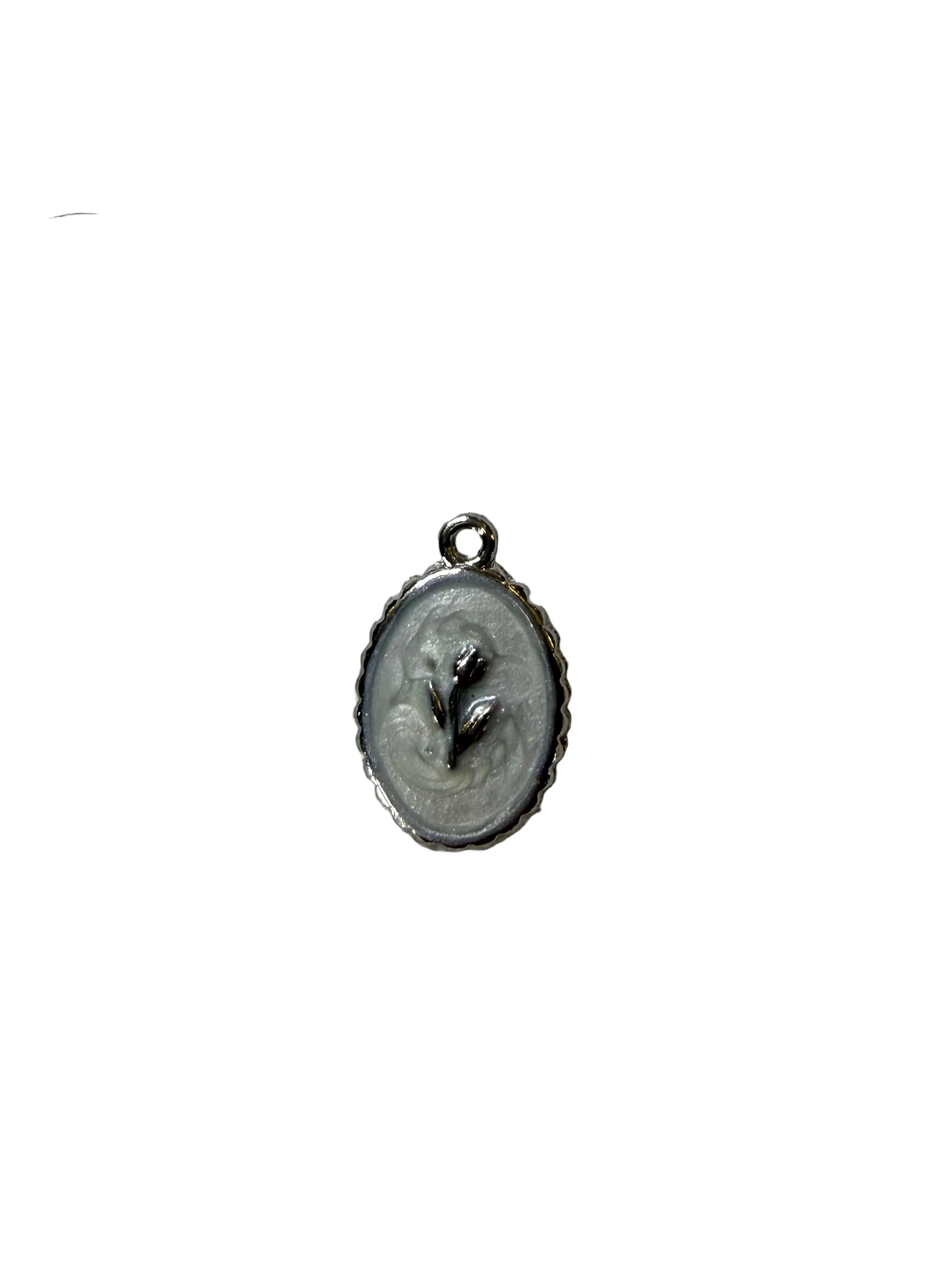 Silver Framed flower charm