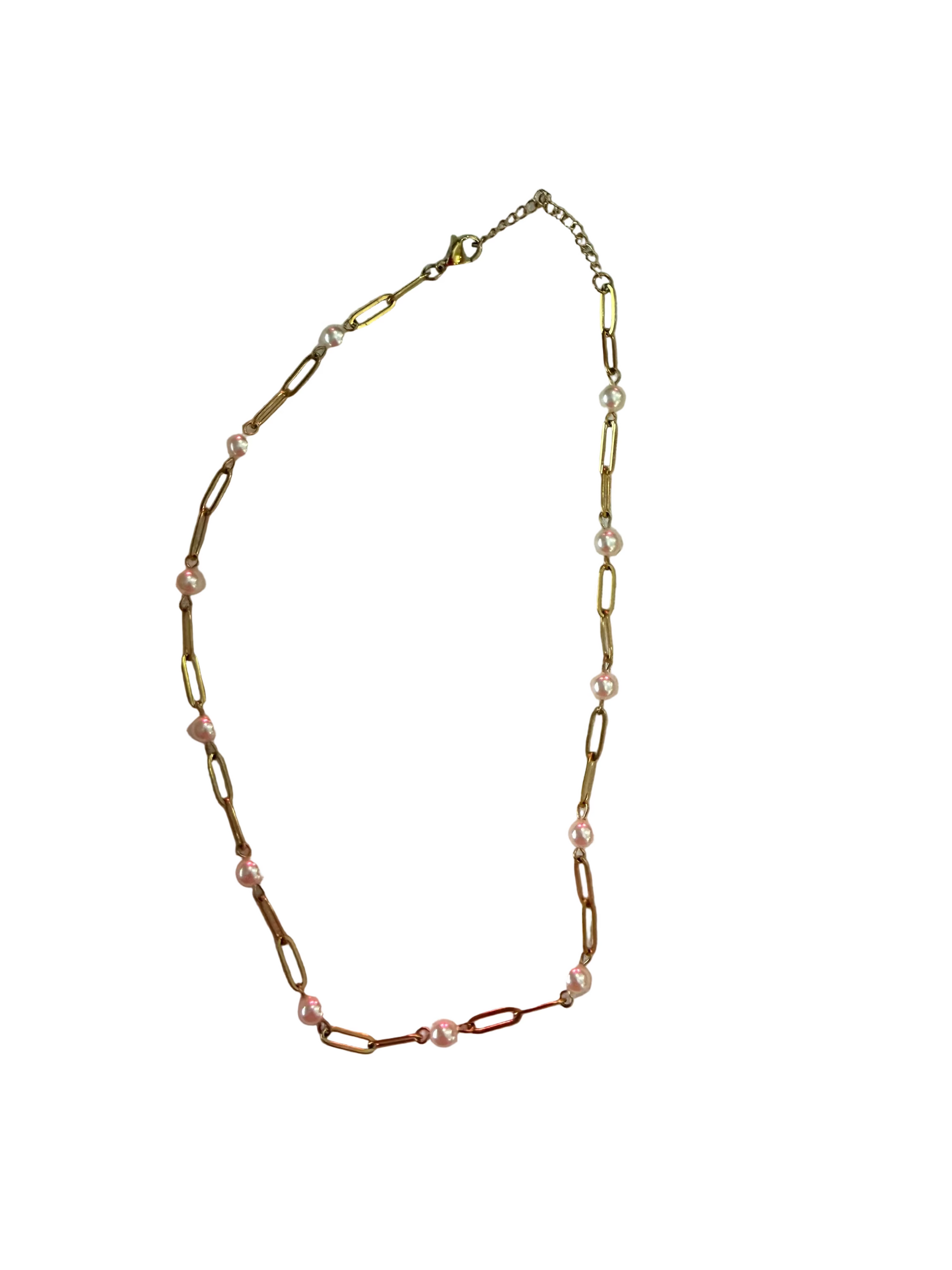 Pearl paperclip necklace