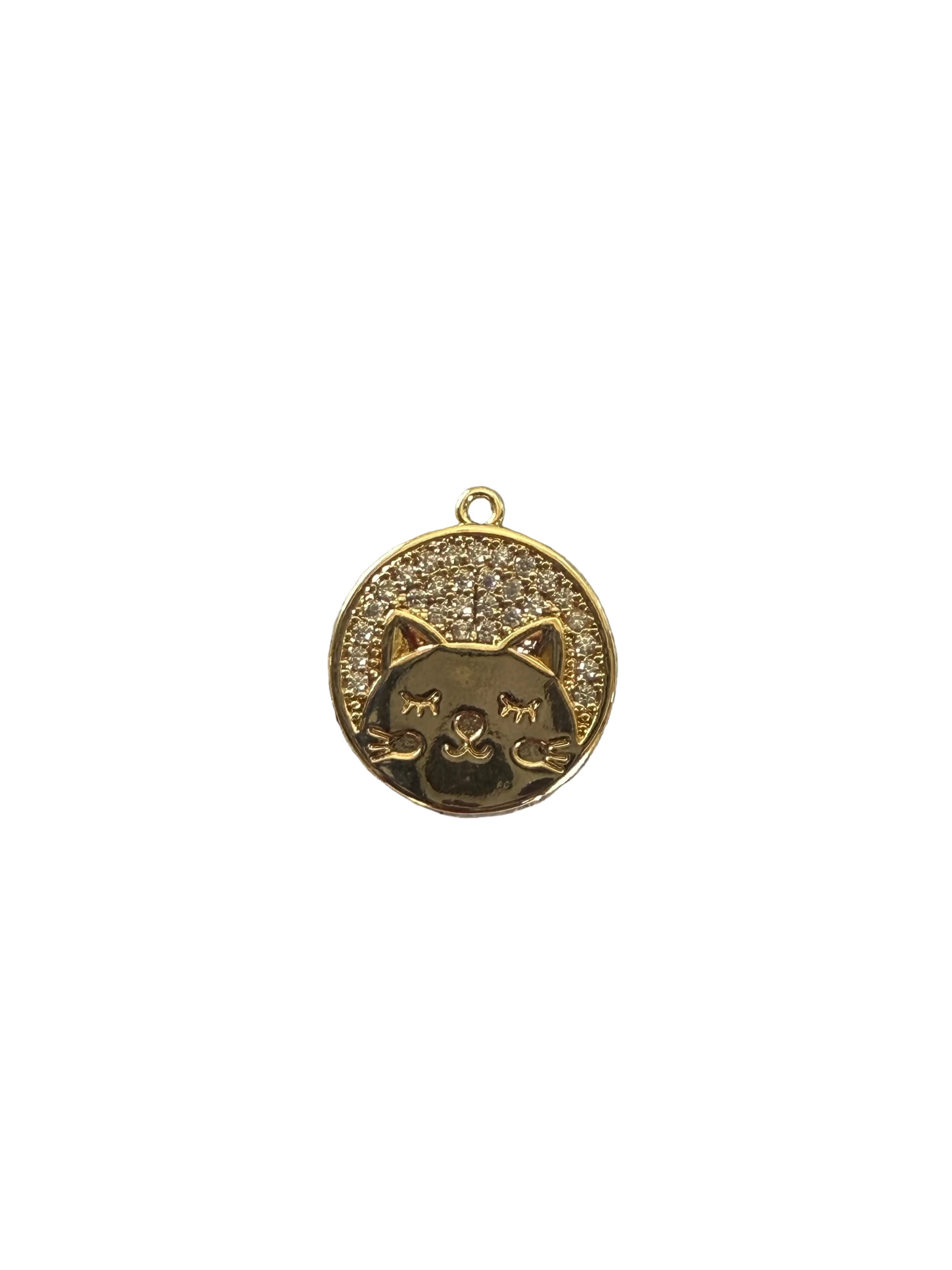 Cat face with diamonds charm