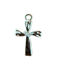 Silver and gold Tiny cross with center gem charm