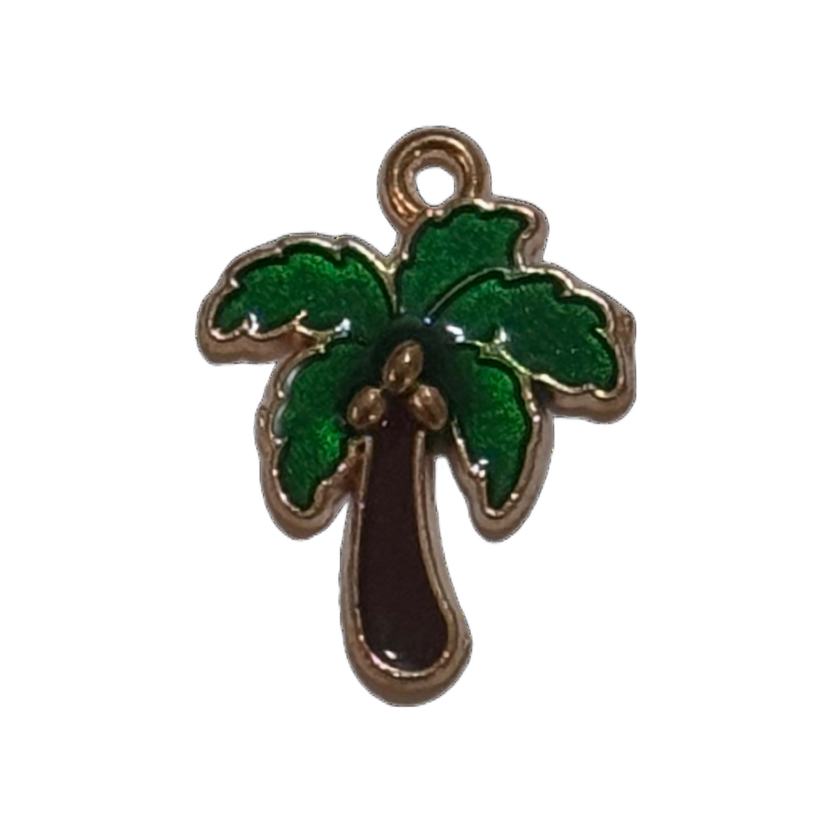 coastal green palm tree charm on transparent background