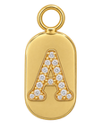 Gold diamond encrusted letter A tag