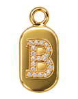 Gold diamond encrusted letter B tag charm