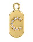 Gold diamond encrusted letter C tag