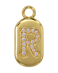 Gold diamond encrusted letter R tag