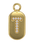 Gold diamond encrusted letter T tag