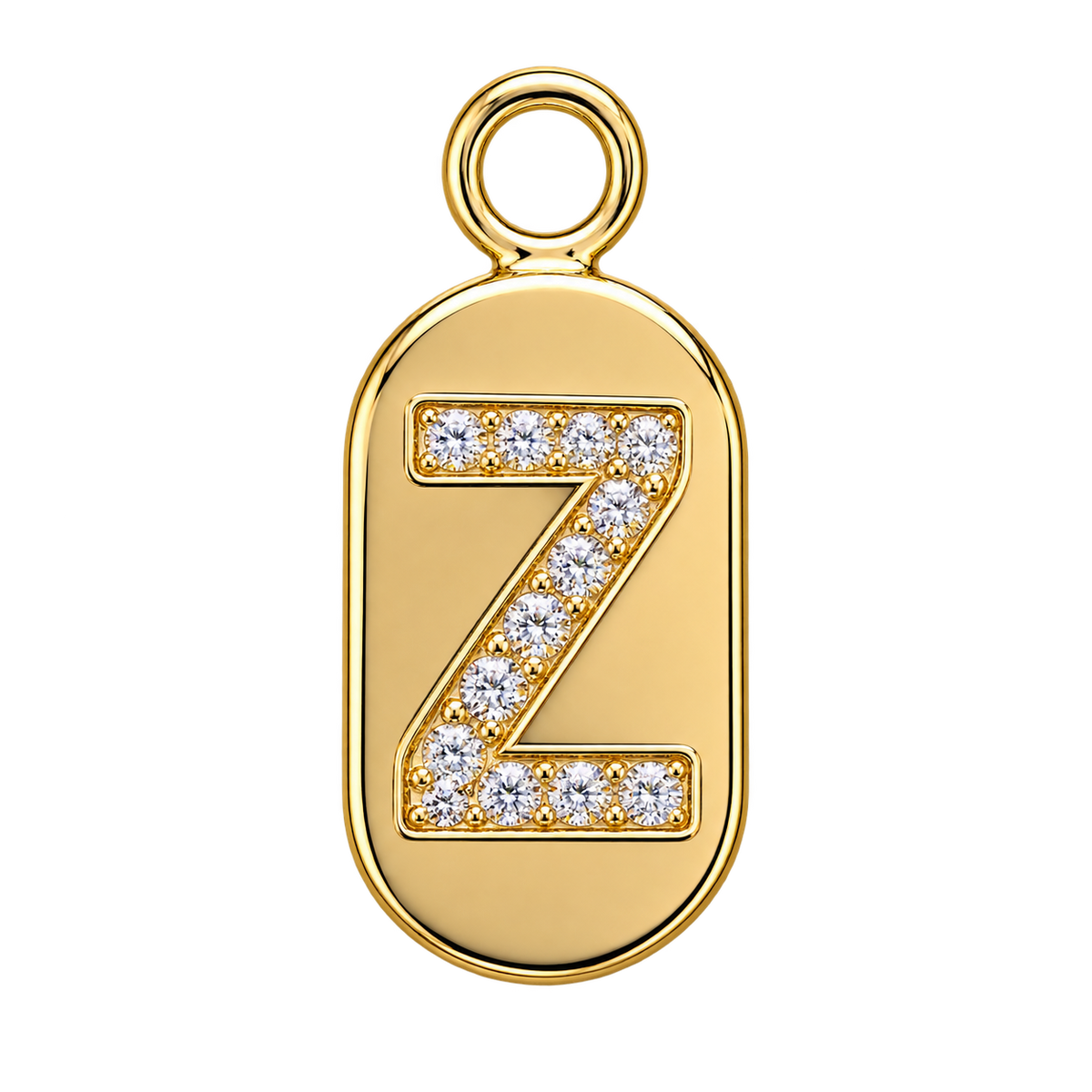 Gold diamond encrusted letter Z tag