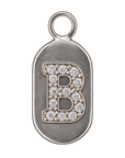 Silver diamond encrusted letter B tag