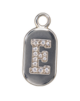 Silver diamond encrusted letter E charm, transparent background