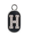 Silver diamond encrusted letter H charm, transparent background