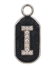Silver diamond encrusted letter I tag