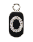 Silver diamond encrusted letter O tag