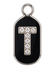 Silver diamond encrusted letter T tag