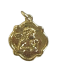 gold filled angel coin charm on transparent background