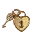 gold filled heart locket key charm on transparent background