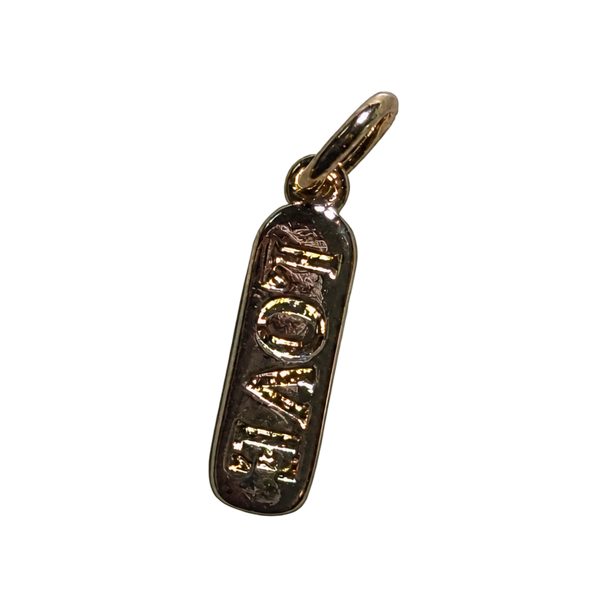gold filled love pill charm on transparent background