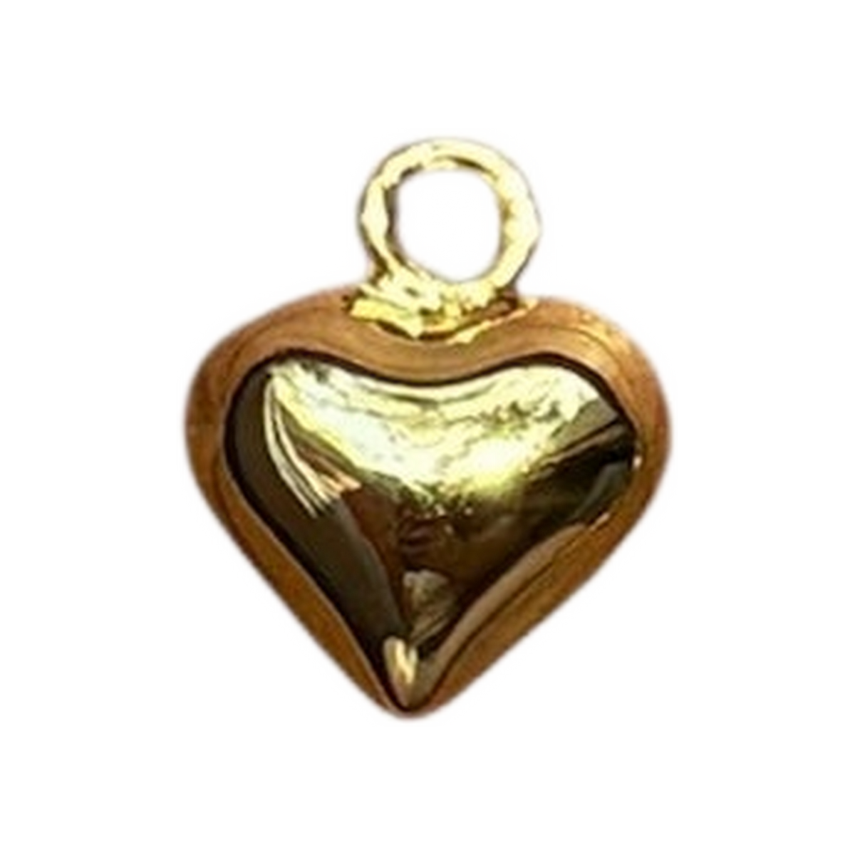 gold filled puffy heart small charm on transparent background
