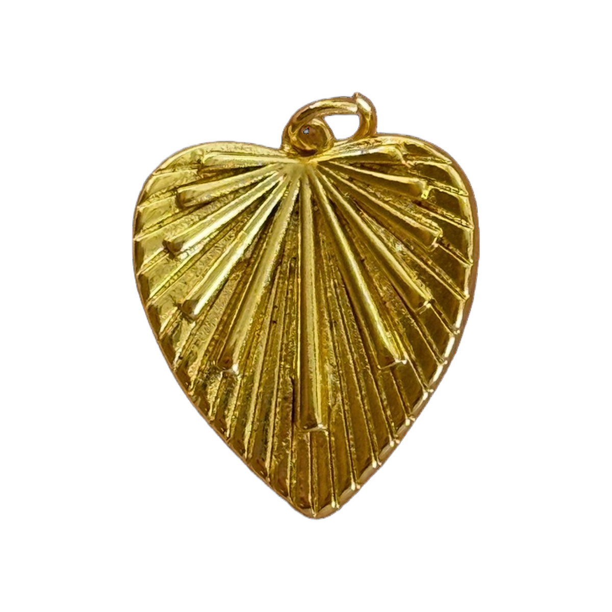gold filled textured heart charm on transparent background