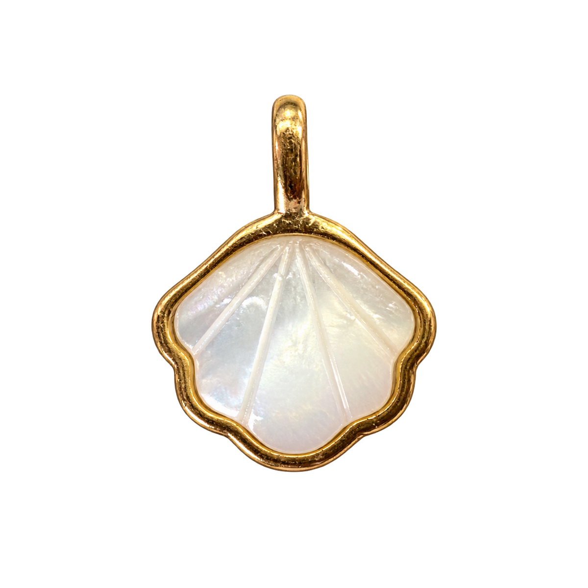 Mother of Pearl Scallop Shell Charm, natural transparent charm image
