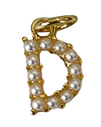 Pearl letter D charm on transparent background
