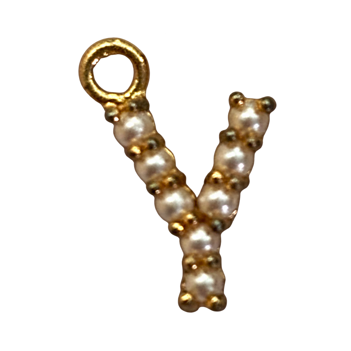 Pearl letter Y charm on transparent background