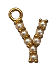 Pearl letter Y charm on transparent background