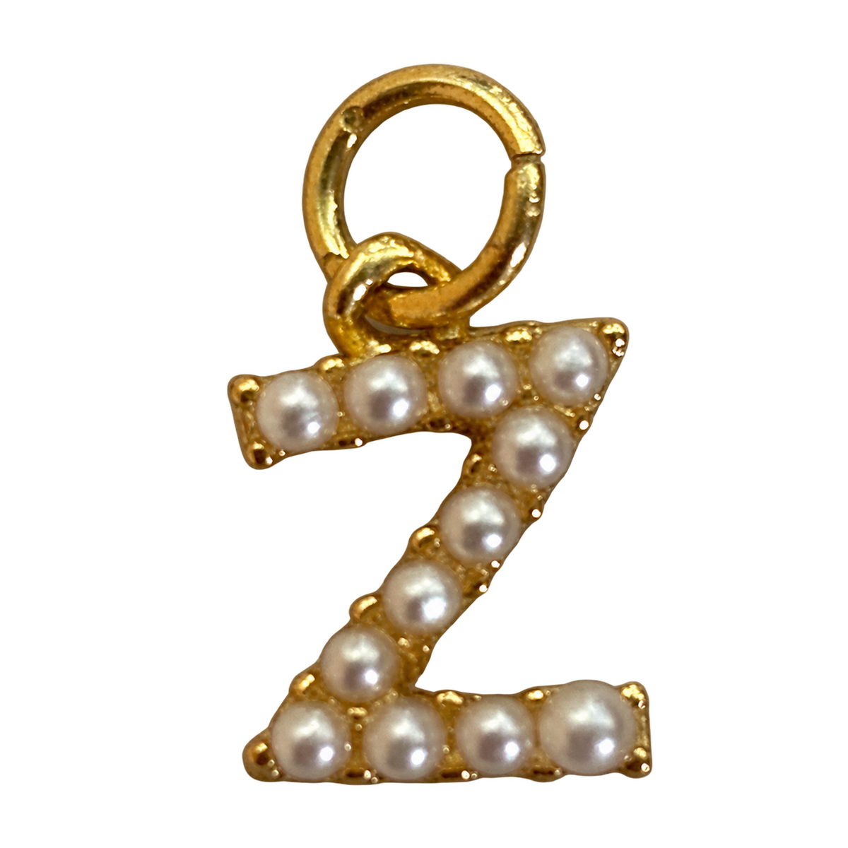 Pearl letter Z charm on transparent background