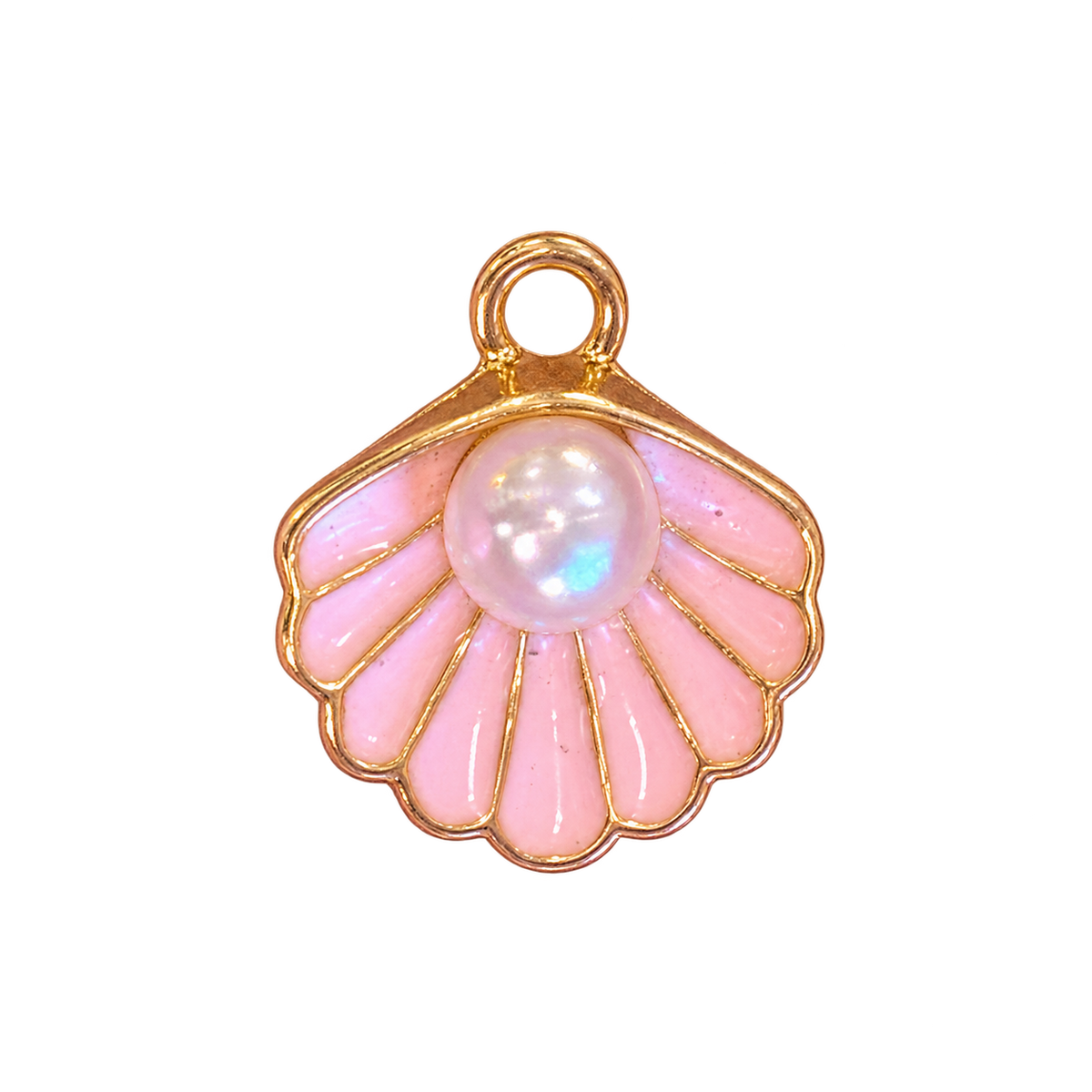 Pink Pearl scallop shell charm, natural transparent charm image