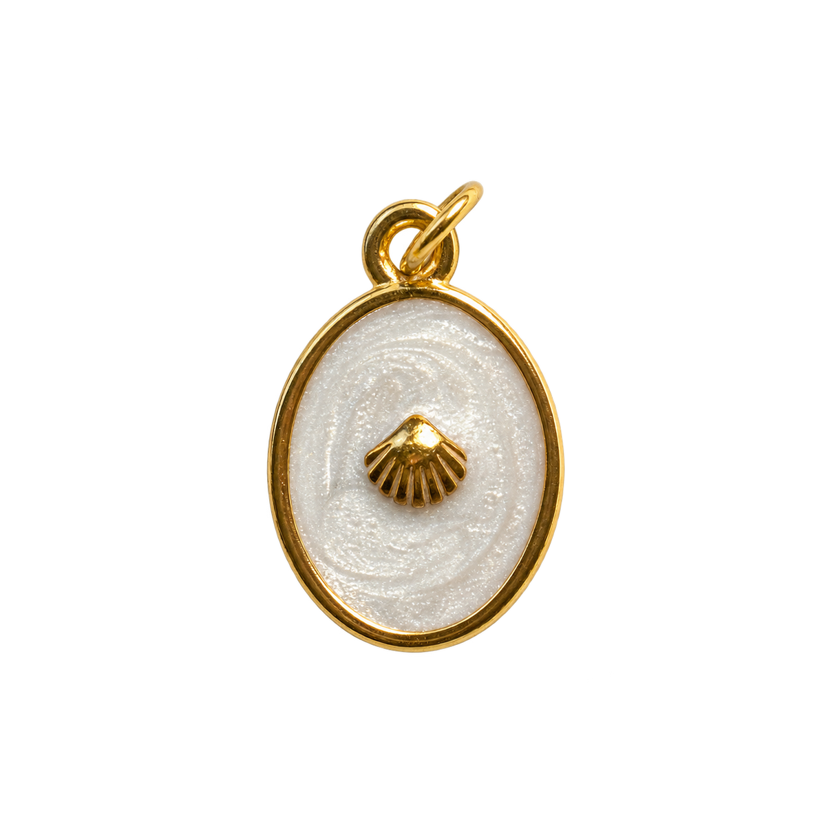 PVD Gold Plated Stainless Steel Enamel Shell Charm, natural transparent charm image