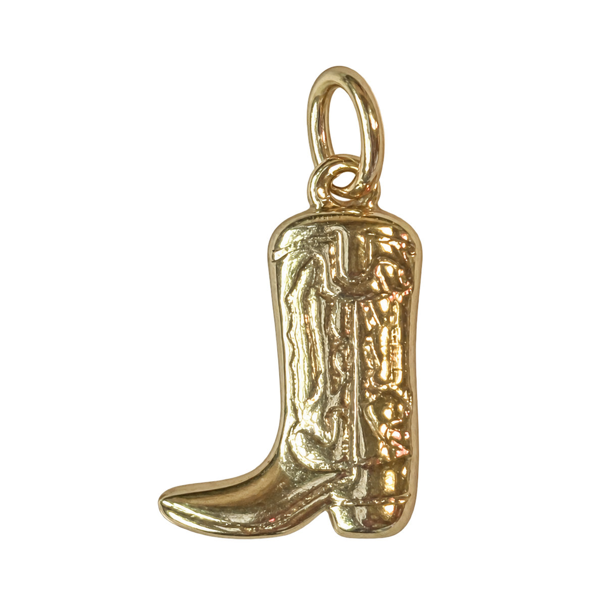 Cowgirl Boot charm ( gold filled) on transparent background