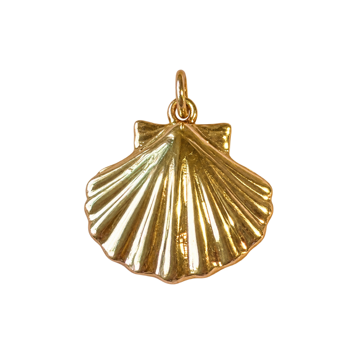 Gold Clam Shell Charm on transparent background