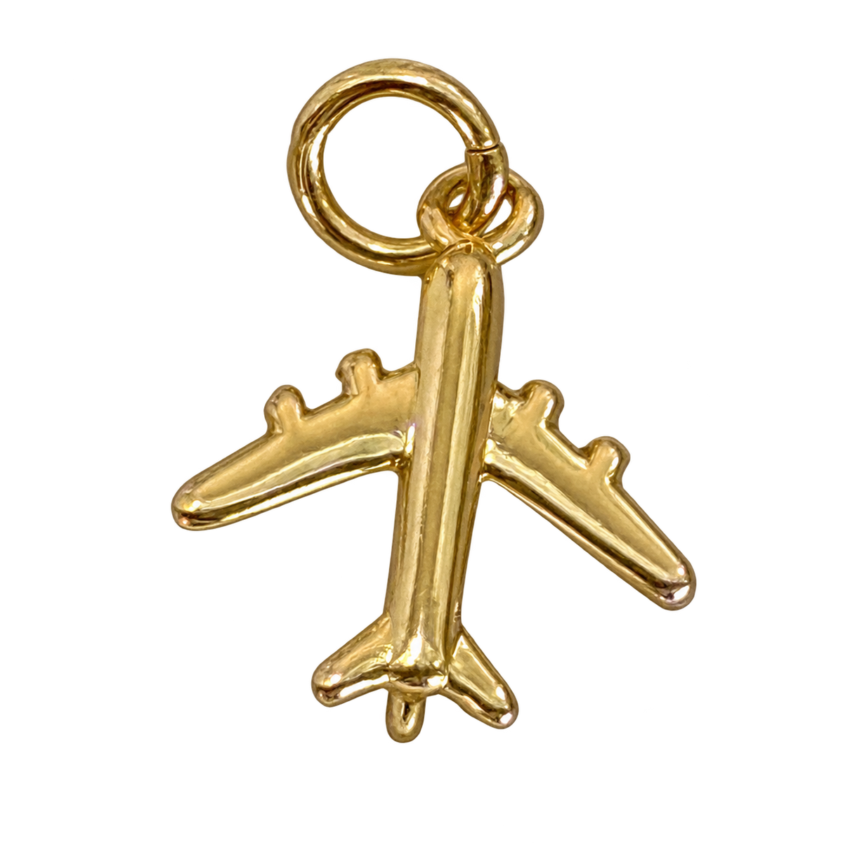 Gold filled airplane Charm on transparent background