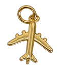 Gold filled airplane Charm on transparent background
