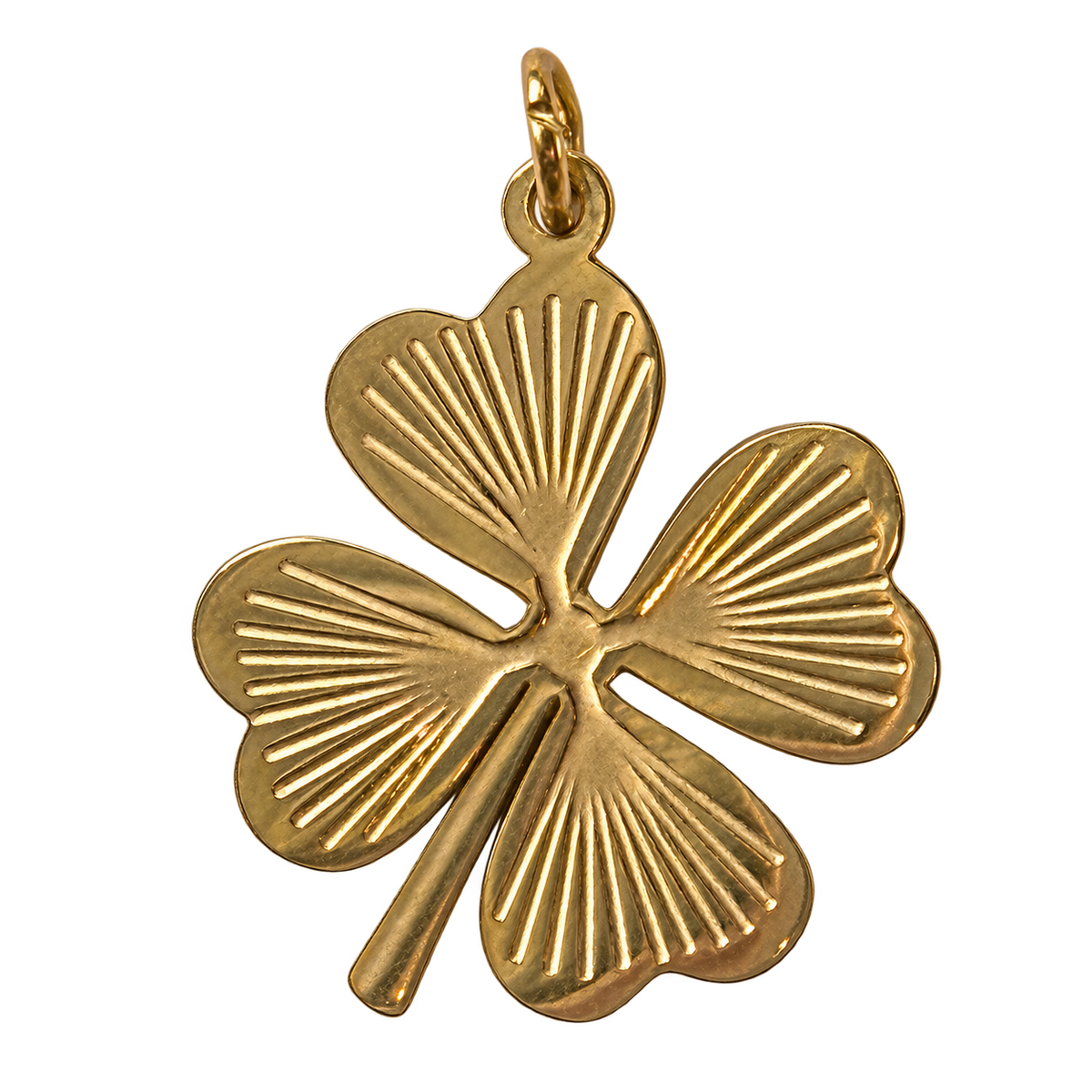PVD Gold plated  Four Leaf Clover Charm — natural photo on transparent background