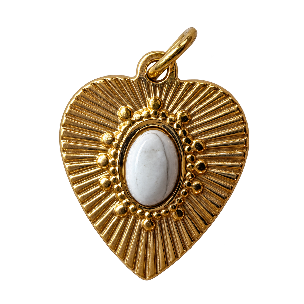 PVD Good Plated Stainless Steel White center Heart Charm — natural photo on transparent background