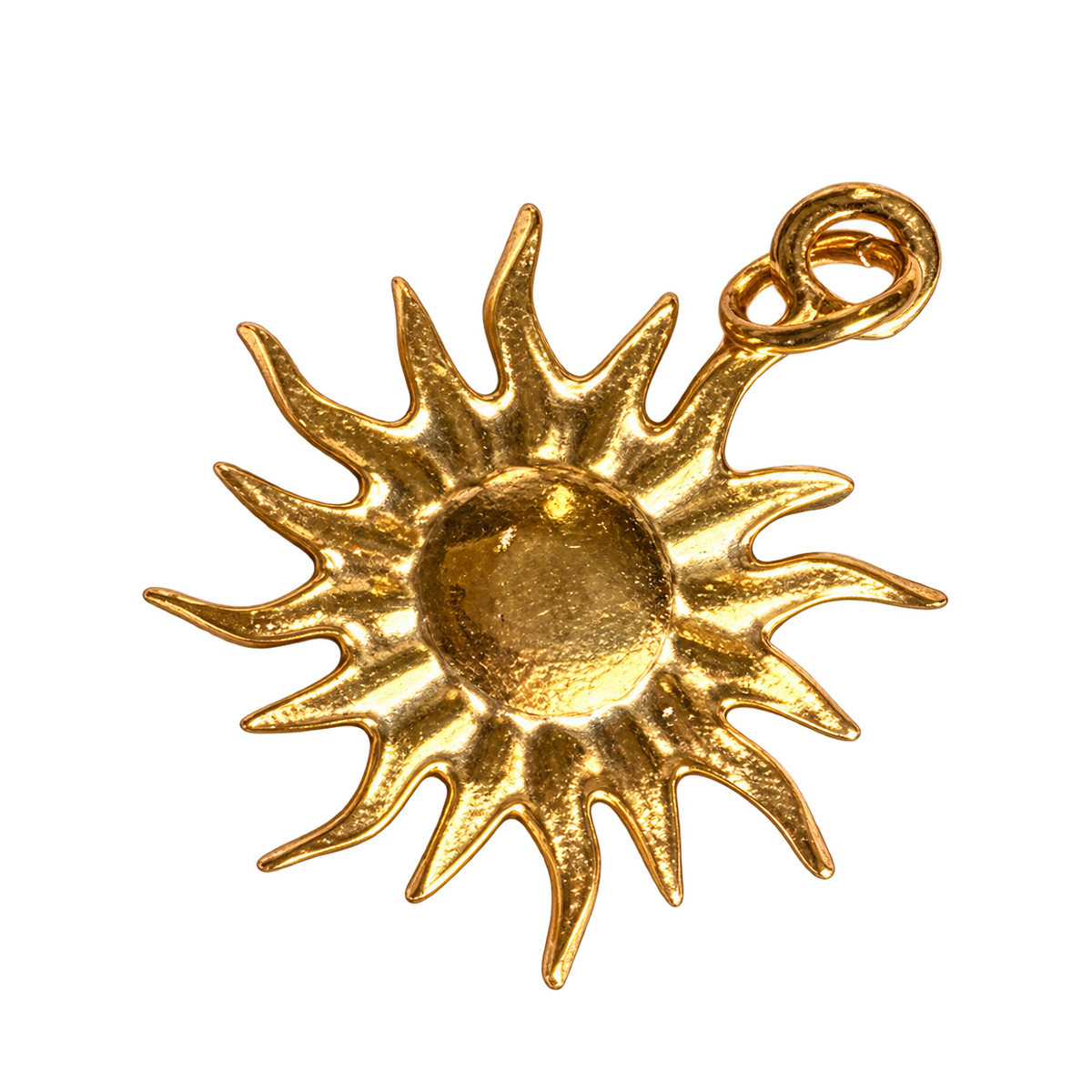 PVD Gold Plated Stainless Steel Sun Charm — natural photo on transparent background