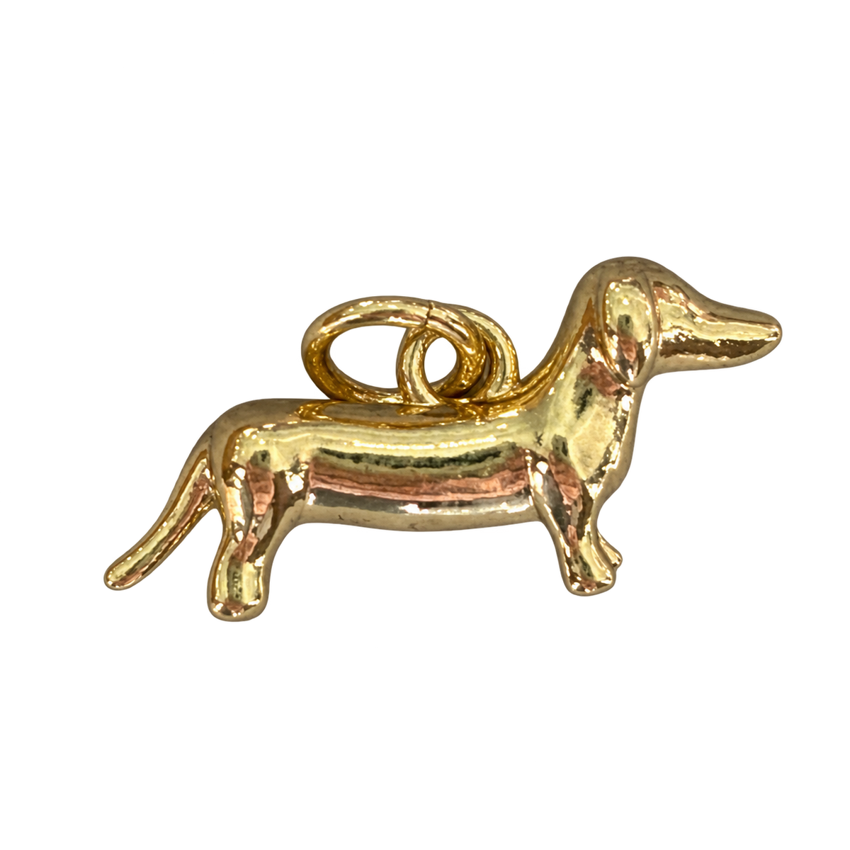 Gold Filled Dachshund dog Charm on transparent background