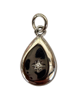 Silver Tear Drop Gem charm — natural silver charm on transparent background