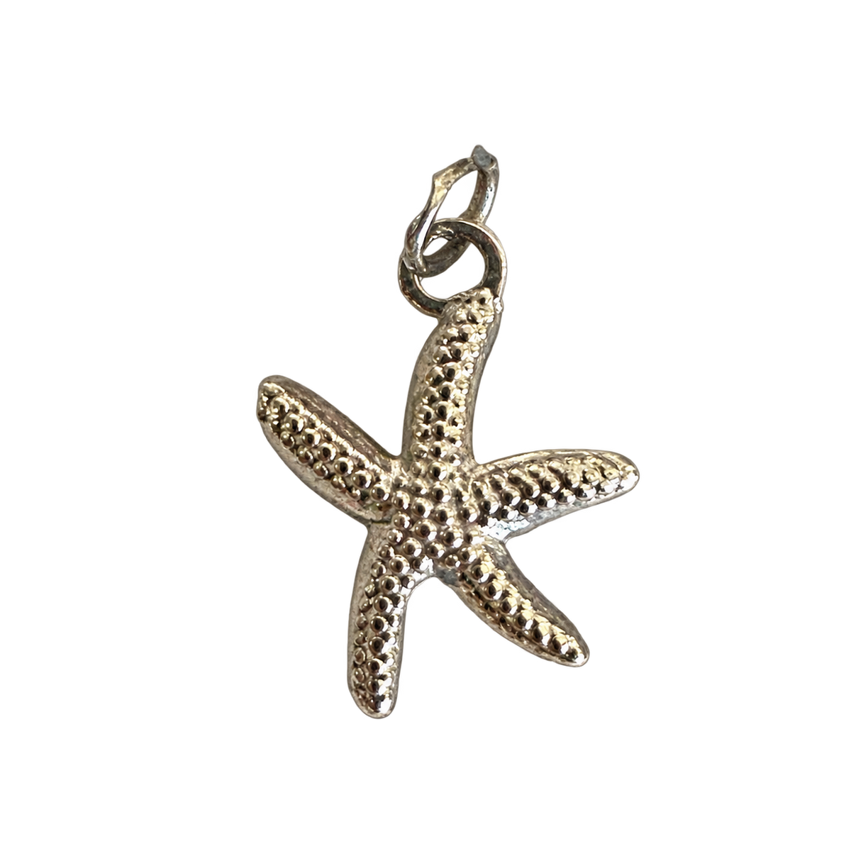Silver starfish charm — natural silver charm on transparent background