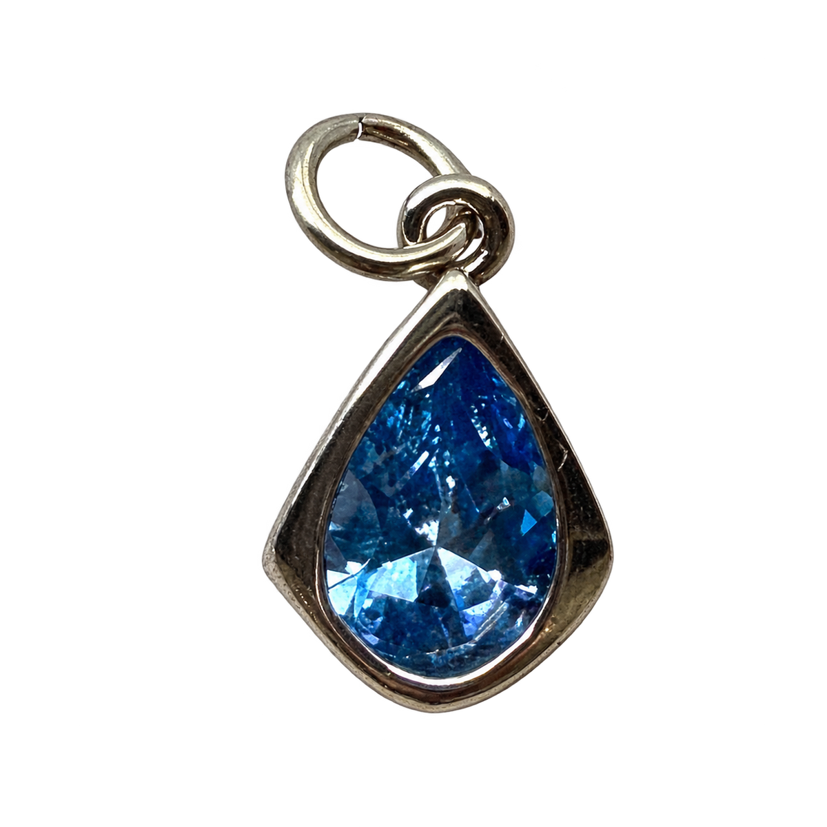 Sterling Silver Birthstone charm — natural silver charm on transparent background